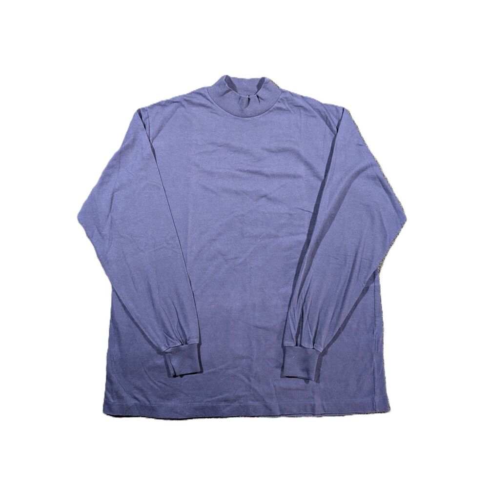 Cross Creek Top Womens XL Vintage Dark Blue Cotton Mock Neck Shirt USA Made
